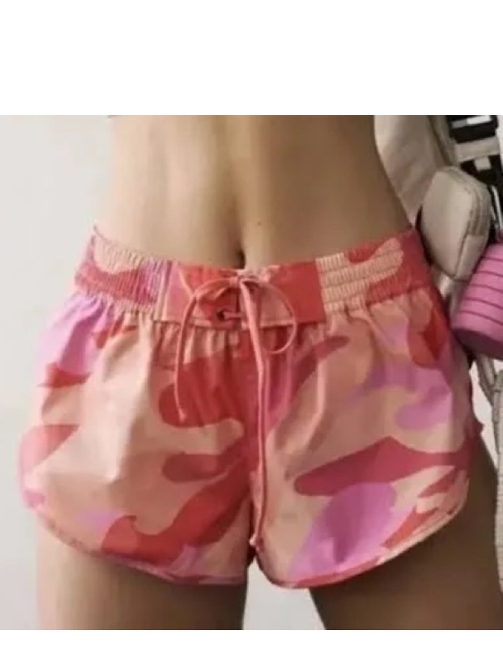 FP Movement Small Shorts Easy Does It Free People orange pink wavy camo print